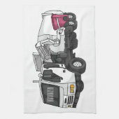 ごみトラック漫画イラストレーション キッチンタオル (縦)