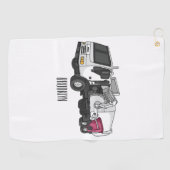 ごみトラック漫画イラストレーション ゴルフタオル (横)