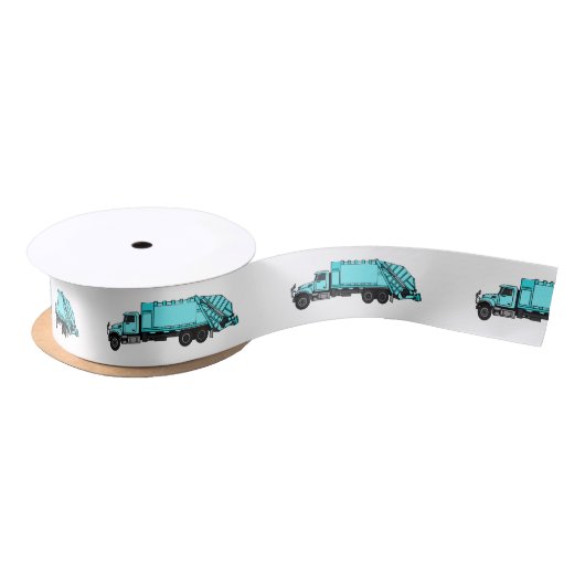 ごみトラック漫画イラストレーション サテンリボン (リール)