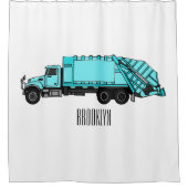 ごみトラック漫画イラストレーション シャワーカーテン (正面)
