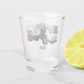 ごみトラック漫画イラストレーション ショットグラス (裏面)