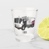 ごみトラック漫画イラストレーション ショットグラス (正面)