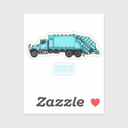 ごみトラック漫画イラストレーション シール (シート)