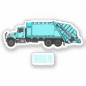 ごみトラック漫画イラストレーション シール (正面)