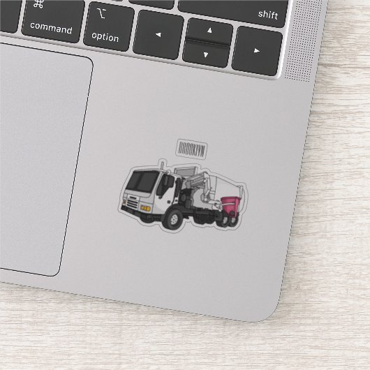 ごみトラック漫画イラストレーション シール (詳細)