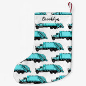 ごみトラック漫画イラストレーション スモールクリスマスストッキング (裏面)