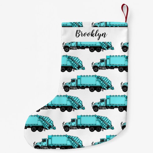 ごみトラック漫画イラストレーション スモールクリスマスストッキング (裏面)