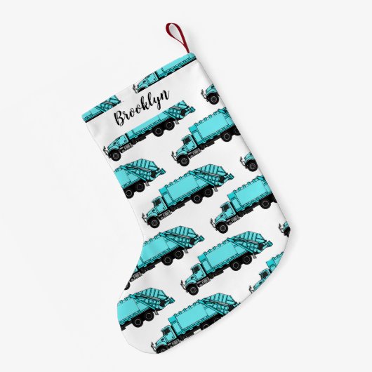 ごみトラック漫画イラストレーション スモールクリスマスストッキング (裏面 (吊り時))