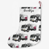 ごみトラック漫画イラストレーション スモールクリスマスストッキング (裏面)