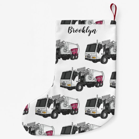 ごみトラック漫画イラストレーション スモールクリスマスストッキング (裏面)