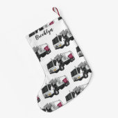 ごみトラック漫画イラストレーション スモールクリスマスストッキング (裏面 (吊り時))