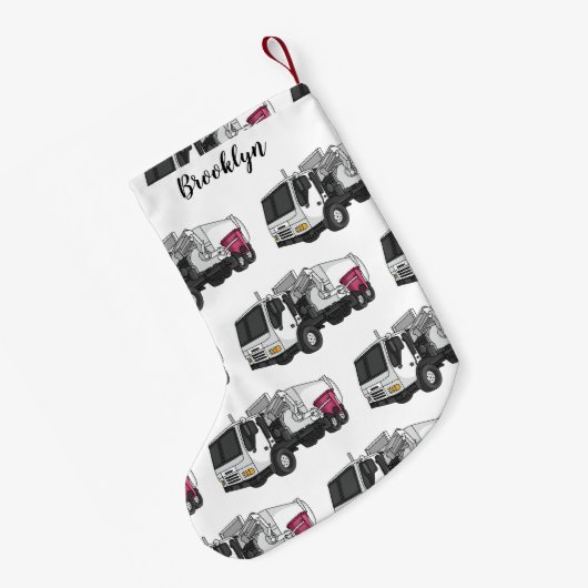 ごみトラック漫画イラストレーション スモールクリスマスストッキング (裏面 (吊り時))