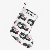 ごみトラック漫画イラストレーション スモールクリスマスストッキング (正面 (吊り時))