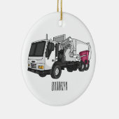 ごみトラック漫画イラストレーション セラミックオーナメント (右)