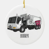 ごみトラック漫画イラストレーション セラミックオーナメント (裏面)