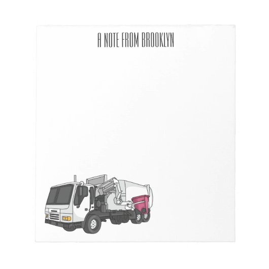 ごみトラック漫画イラストレーション ノートパッド (正面)