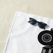 ごみトラック漫画イラストレーション ビーチタオル (インサイチュ)