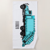 ごみトラック漫画イラストレーション ビーチタオル (正面)