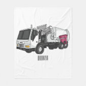 ごみトラック漫画イラストレーション フリースブランケット (正面)