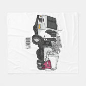 ごみトラック漫画イラストレーション フリースブランケット (正面(横))