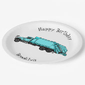 ごみトラック漫画イラストレーション ペーパープレート (アングル)