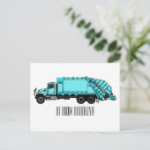 ごみトラック漫画イラストレーション ポストカード (スタンド正面)