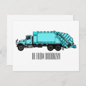 ごみトラック漫画イラストレーション ポストカード (正面/裏面)