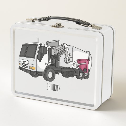 ごみトラック漫画イラストレーション メタルランチボックス (正面)