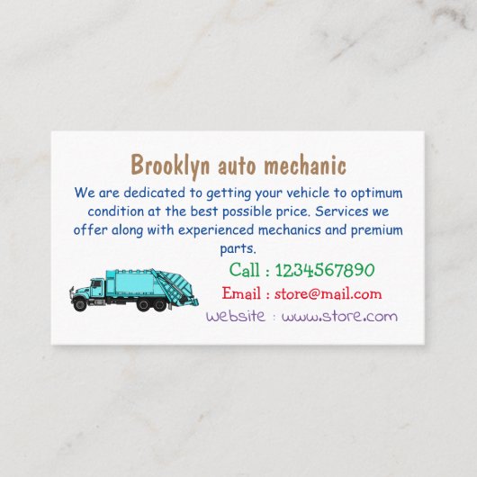 ごみトラック漫画イラストレーション 名刺 (正面)