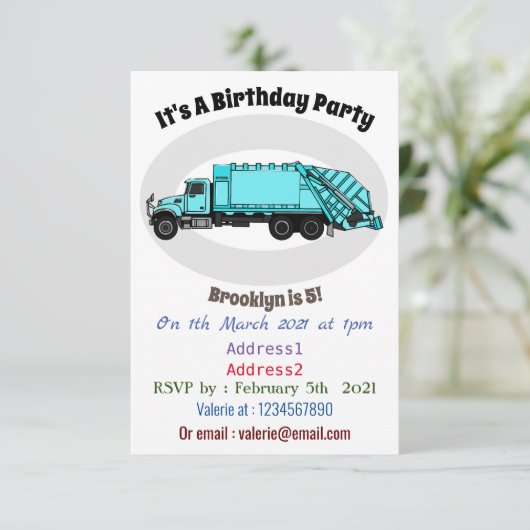 ごみトラック漫画イラストレーション 招待状 (スタンド正面)