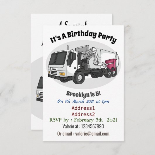 ごみトラック漫画イラストレーション 招待状 (正面/裏面)