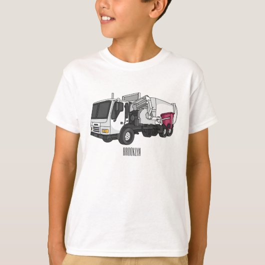 ごみトラック漫画イラストレーション Tシャツ (正面)