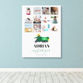 ごみトラック男の赤ちゃん1年写真のリサイクル キャンバスプリント