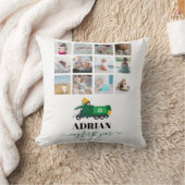 ごみトラック男の赤ちゃん1年写真のリサイクル クッション (ブランケット)