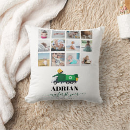 ごみトラック男の赤ちゃん1年写真のリサイクル クッション