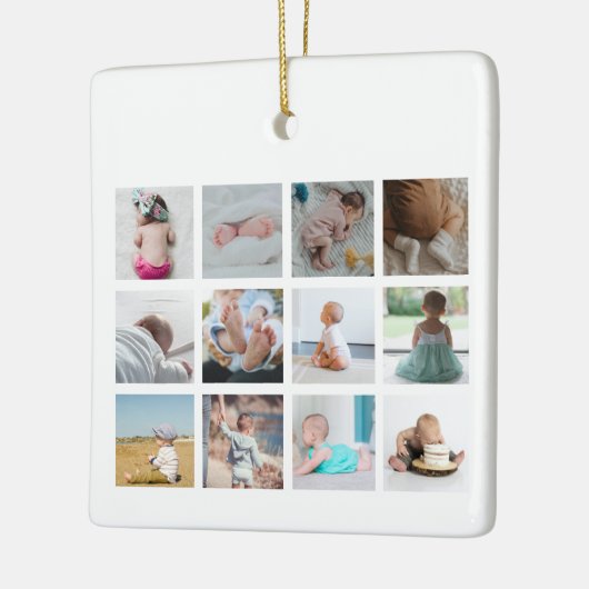 ごみトラック男の赤ちゃん1年写真のリサイクル セラミックオーナメント (左)