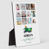 ごみトラック男の赤ちゃん1年写真のリサイクル フォトプラーク (側面)