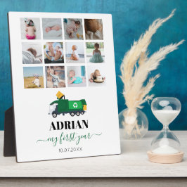 ごみトラック男の赤ちゃん1年写真のリサイクル フォトプラーク