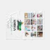 ごみトラック男の赤ちゃん1年写真のリサイクル フリースブランケット (正面(横))