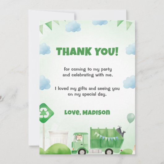 ごみトラック誕生日サンキューカード 招待状 (正面)