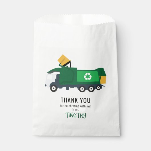 ごみトラック誕生日パーティーのリサイクル フェイバーバッグ (正面)