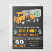 ごみトラック誕生日パーティーのリサイクル 招待状 (正面)