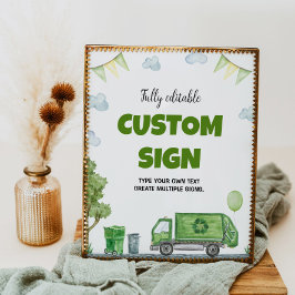 ごみトラック誕生日パーティーテーブルの看板 ポスター