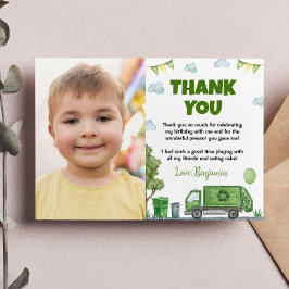 ごみトラック誕生日写真サンキューカード サンキューカード