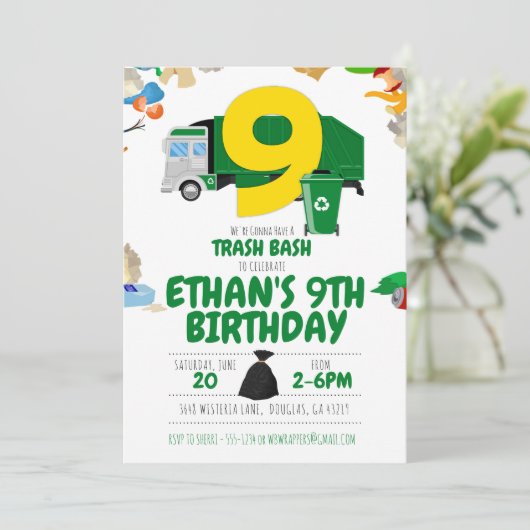 ごみトラック誕生日、ごみトラック9誕生日 招待状 (スタンド正面)