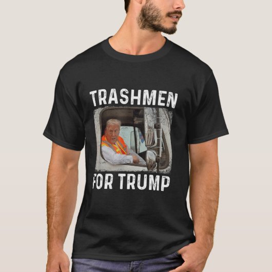ごみトラックTeesトラシュメンTruのためのトランプ乗り Tシャツ (正面)