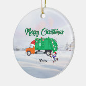 ごみパーソナライズされたトラックのクリスマスオーナメント セラミックオーナメント (左)