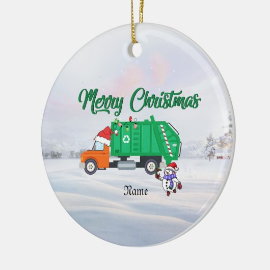 ごみパーソナライズされたトラックのクリスマスオーナメント セラミックオーナメント (左)