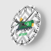 ごみパーソナライズされた収集車 ラウンド壁時計 (傾斜)