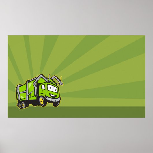 ごみ収集ごみゴミのトラックの漫画 ポスター (正面)